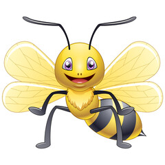 illustration of cute bee cartoon on white background