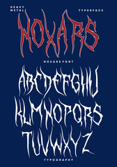 Heavy metal font typerface alphabet font vector custom rock music poster - obrazy, fototapety, plakaty
