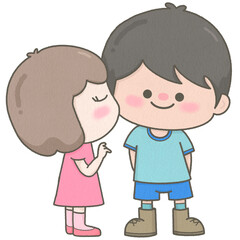 Cute pastel sweet couple kissing hug cuddle kawaii