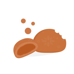 flat illustration mochi with chocolate flavour