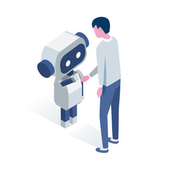Vector isometric illustration of Artificial intelligence AI robot