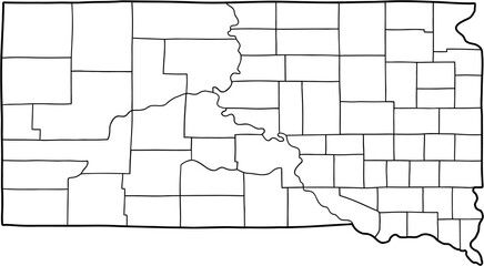 doodle freehand drawing of south dakota state map.