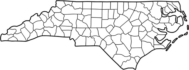 doodle freehand drawing of north carolina state map.