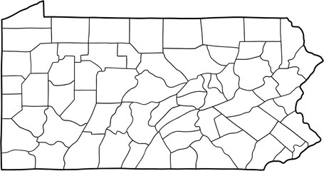 doodle freehand drawing of pennsylvania state map.