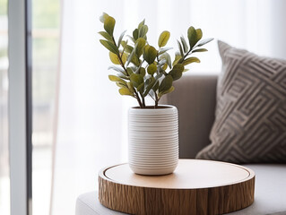 dried plant decorations in elegant white pots in the living room