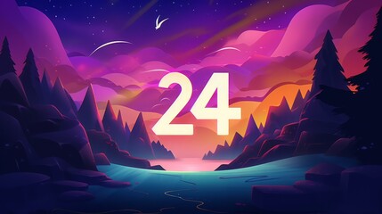 Futuristic 2024 Symbol and Digit 24 Background Design