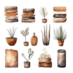 Vintage handmade decor: Scandinavian watercolor elements, without background in PDF format