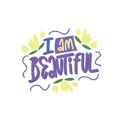 Handwriting phrase I'M BEAUTIFUL for postcards, posters, stickers, etc.