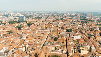 Piacenza, Italy. Cathedral of Piacenza. Episcopal Palace. Historical city center. Summer day, Aerial View