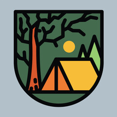 Camping at quiet night graphic illustration vector art t-shirt design
