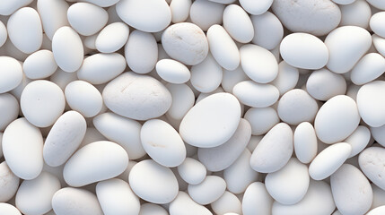 detailed photo of a collection of clean white stones with a top view