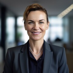 Fototapeta premium business businesswoman office mature middle aged head shot woman portrait corporate caucasian white businessperson created using generative ai technology
