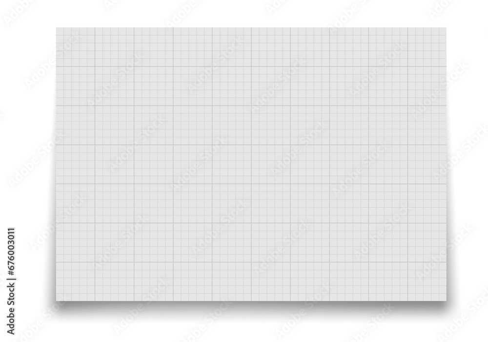 Poster page of paper with square grid background with shadow for notice. educational vector