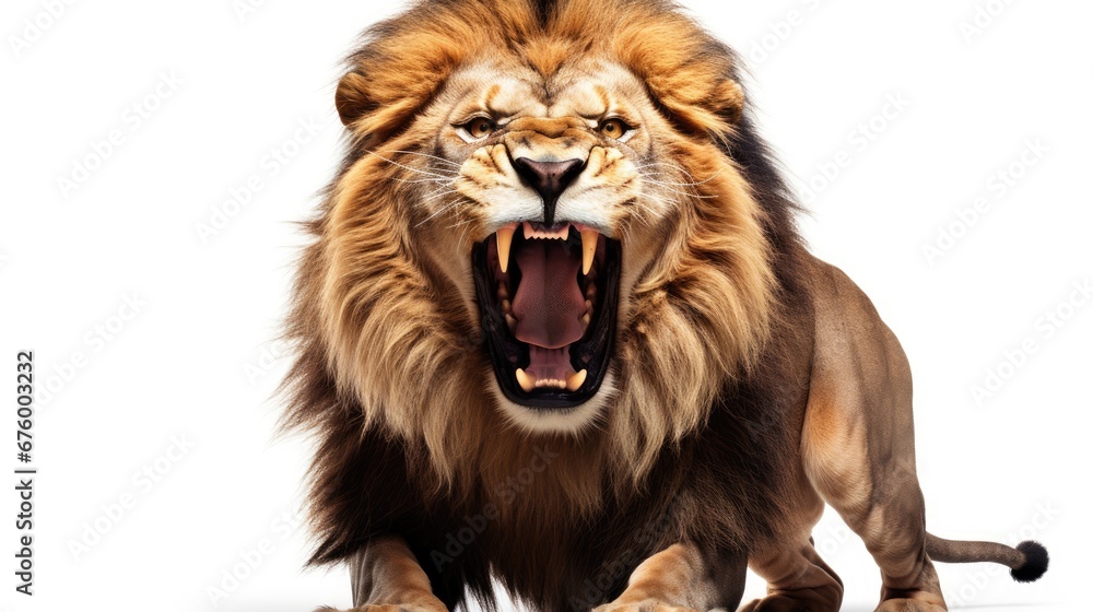 Poster a close up of a lion with it's mouth open and it's mouth wide open with it's mouth wide open. genera