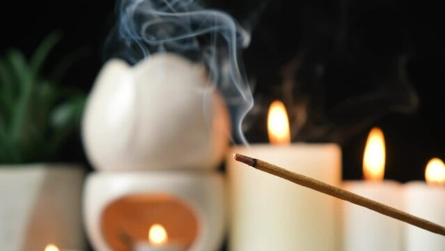 Burning incense stick and aroma lamp and for aromatherapy