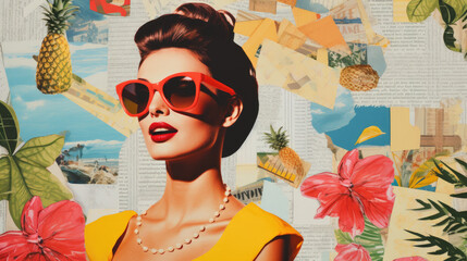 Trendy Unusual Art Paper Collage Design for Summer Vacation