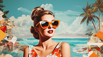 Trendy Unusual Art Paper Collage Design for Summer Vacation