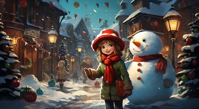 Cheerful Snowmen in Winter Wonderland: A Festive Celebration of Friendship and Joy