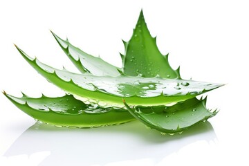 Fototapeta na wymiar Aloe vera green leaves on white background