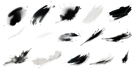 Collection set of paint strokes isolated on transparent or white background