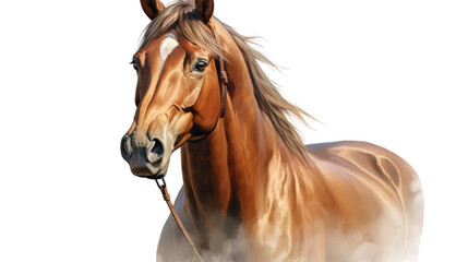 Brown horse in a pose on transparent background