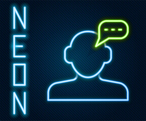 Glowing neon line Online psychological counseling distance icon isolated on black background. Psychotherapy, psychological help, psychiatrist online consulting. Colorful outline concept. Vector