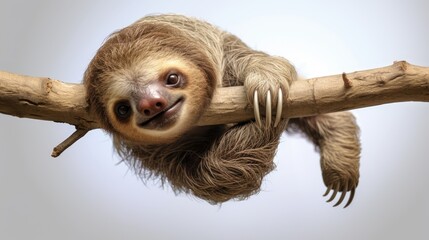 a sloth hanging from a tree branch with its tongue hanging out of it's sloth's mouth.  generative ai - obrazy, fototapety, plakaty