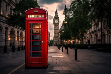 Fototapeta na wymiar Traditional telephone booth in London