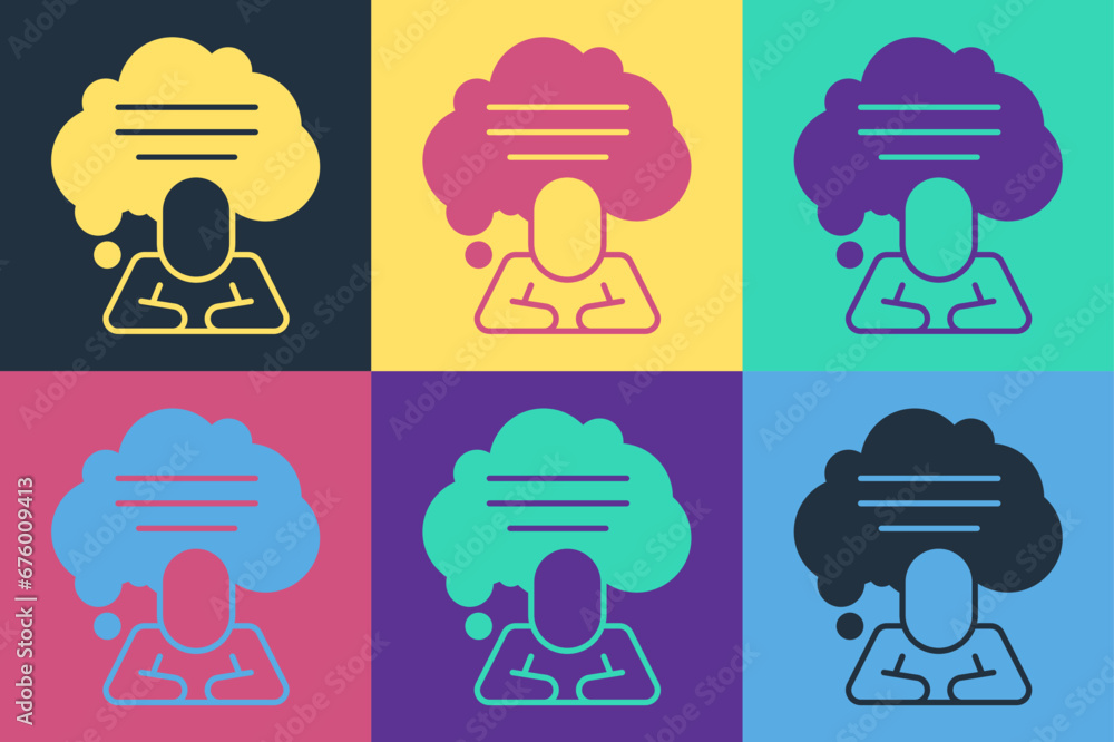 Poster pop art speech bubble chat icon isolated on color background. message icon. communication or comment