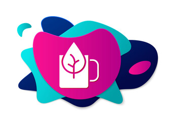 Color Cup of tea with leaf icon isolated on white background. Sweet natural food. Abstract banner with liquid shapes. Vector