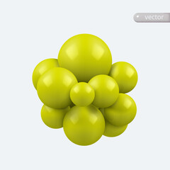 Abstract vector geometric shape. Modern object with spheres. 3d vector molecule isolated.