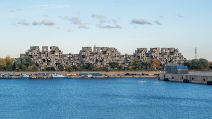 Habitat 67 housing complex at Cité du Havre, on the Saint Lawrence River, Montreal, Quebec,...