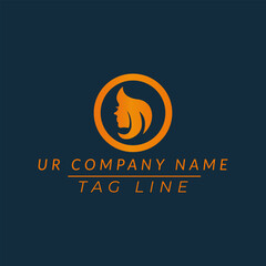 Girl logo design on blue background logo design 