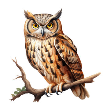 Watercolor Owl. Owl Clipart. Hand Drawn Bird Illustrations.