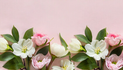 Flowers on light pink background
