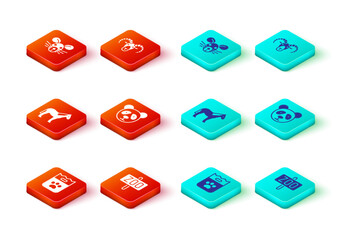 Set Bag of food, Zoo park, Horse, Cute panda face, Head goat ram and Rat head icon. Vector © Vadim