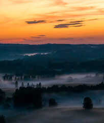 Sunset  time.  Nature of Latvia, Latgale.