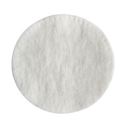 Round cotton pad for facial skin care on a white background. Skin care. Cosmetic disc sponge. View...