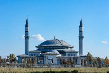Fototapeta na wymiar Istanbul Airport Ali Kuscu Mosque view. Modern islamic architecture