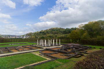Fototapeta na wymiar Ruins of the roman villa near the village Echternach, Luxembourg