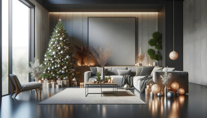  A modernly designed living ambiance with subtle Christmas decoration 