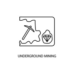 underground mining concept line icon. Simple element illustration. underground mining concept outline symbol design.