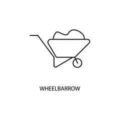 Wheelbarrow cart concept line icon. Simple element illustration. Wheelbarrow cart concept outline symbol design.