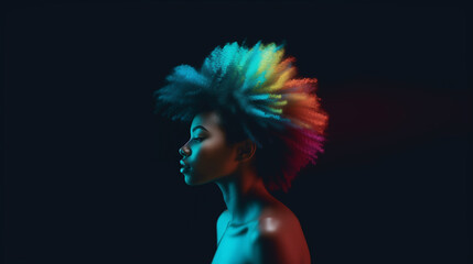 ai generated image of stylish portrait of afro american woman on dark background