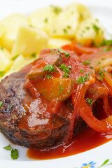 potato with cutlet and vegetables