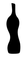 Bottle silhouette. Drink dishes. Hand drawn illustration. Black vector isolated on transparent background.