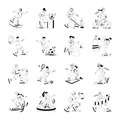 Pack of Sports Glyph Illustrations 
