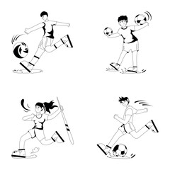 Bundle of Sportsperson Glyph Illustrations 

