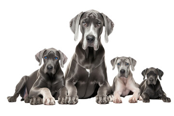 Great Dane dogs looking at the camera isolated on transparent background
