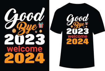 Happy new year 2024 vector illustration for t shirt design, Happy new year t shirt design, Happy new year 2024